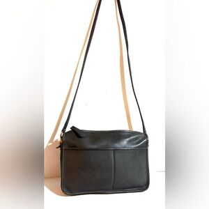 Coach vintage black gray leather crossbody handbag